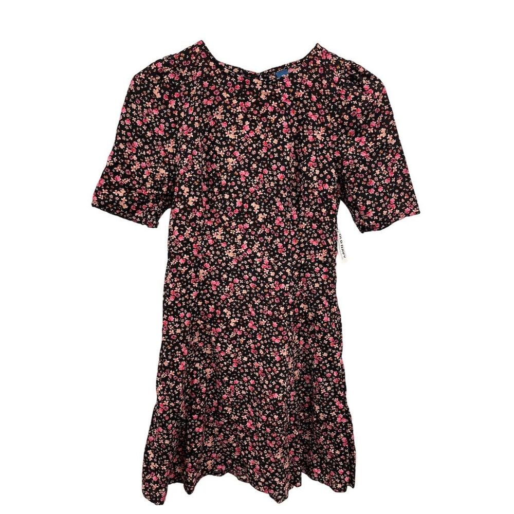 Old Navy Women's XS Black Ditsy Floral Fit & Flare Short Dress